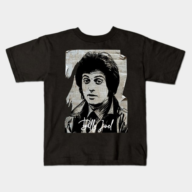 Piano Man 80s Vintage Old Poster Kids T-Shirt by Hand And Finger